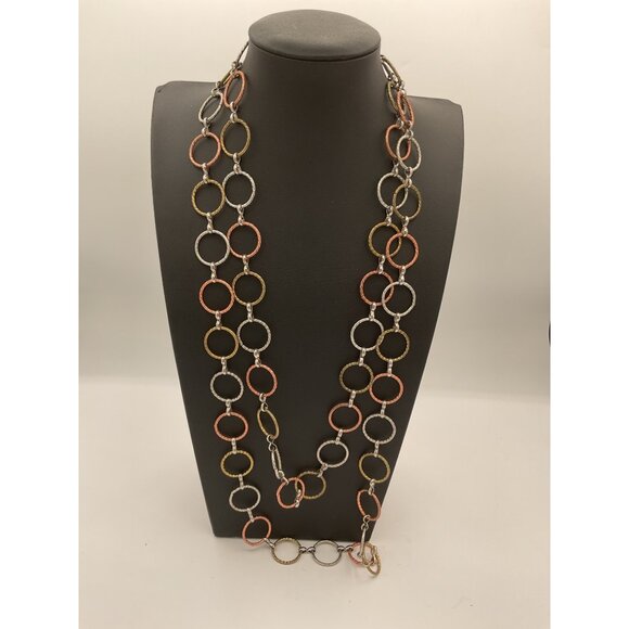 Multi-Color Metal Circle Link Necklace Or Belt 29" Drop - Picture 1 of 5